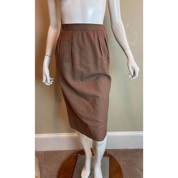 Saint Laurent Rive Gauche Suit Womens 34 XS Brown Double Breasted Blazer Skirt - Picture 3 of 12